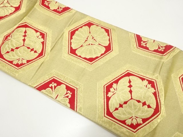 JAPANESE KIMONO / ANTIQUE FUKURO OBI / SILK / WOVEN KIKU & PAULOWNIA